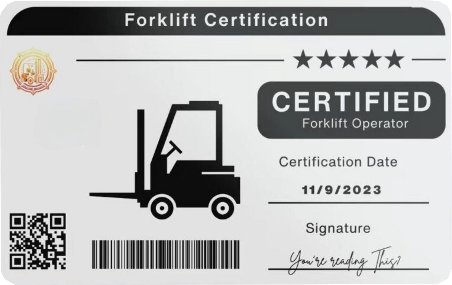 Forklift Certified Card Skin