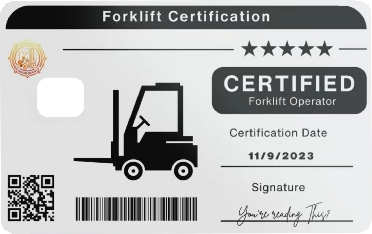 Forklift Certified Card Skin