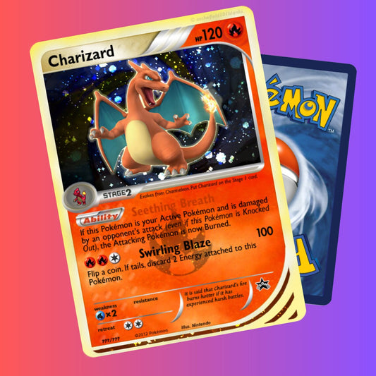 a pokemon trading card with a picture of charizard